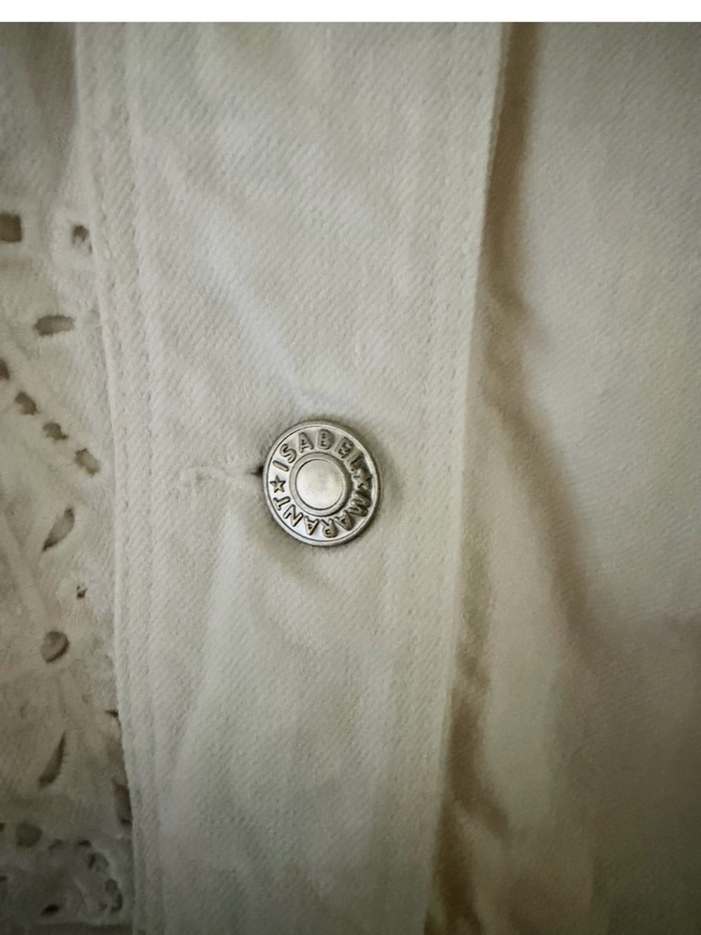 Isabel Marant Rena White Eyelet Embroidered Denim Jacket FR 38 US 6 - Picture 8 of 8